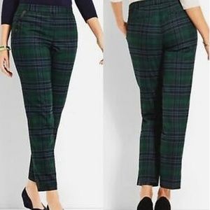 Talbots Hampshire Ankle Pants - Black Green Purple Plaid - Excellent Condition